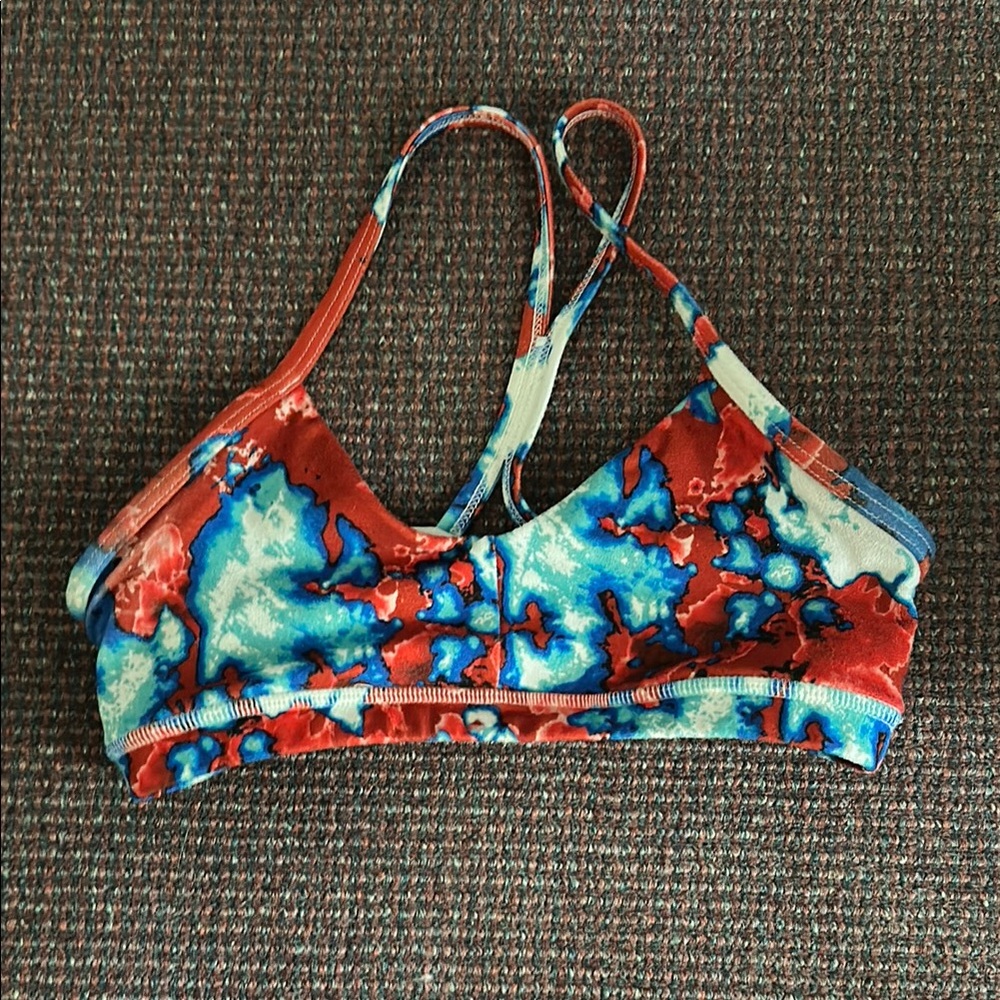 Fleo Red and Blue Patterned Bikini Top